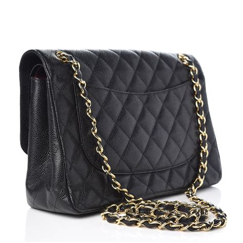 chanel classic flap black caviar|CHANEL Caviar Quilted Jumbo Double Flap Black.